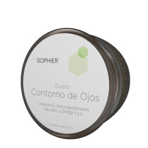 Suero Contorno de ojos con Vitamina E,  Descongestionantes naturales y Omega 3 y 6