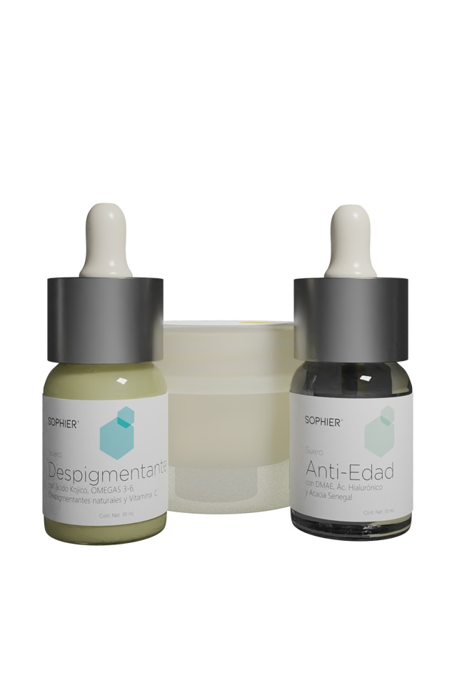 Kit Sophier integral despigmentante + Limpieza Profunda 30 + (Suero Anti-Edad+Suero Despigmentante+Bloqueador Solar)